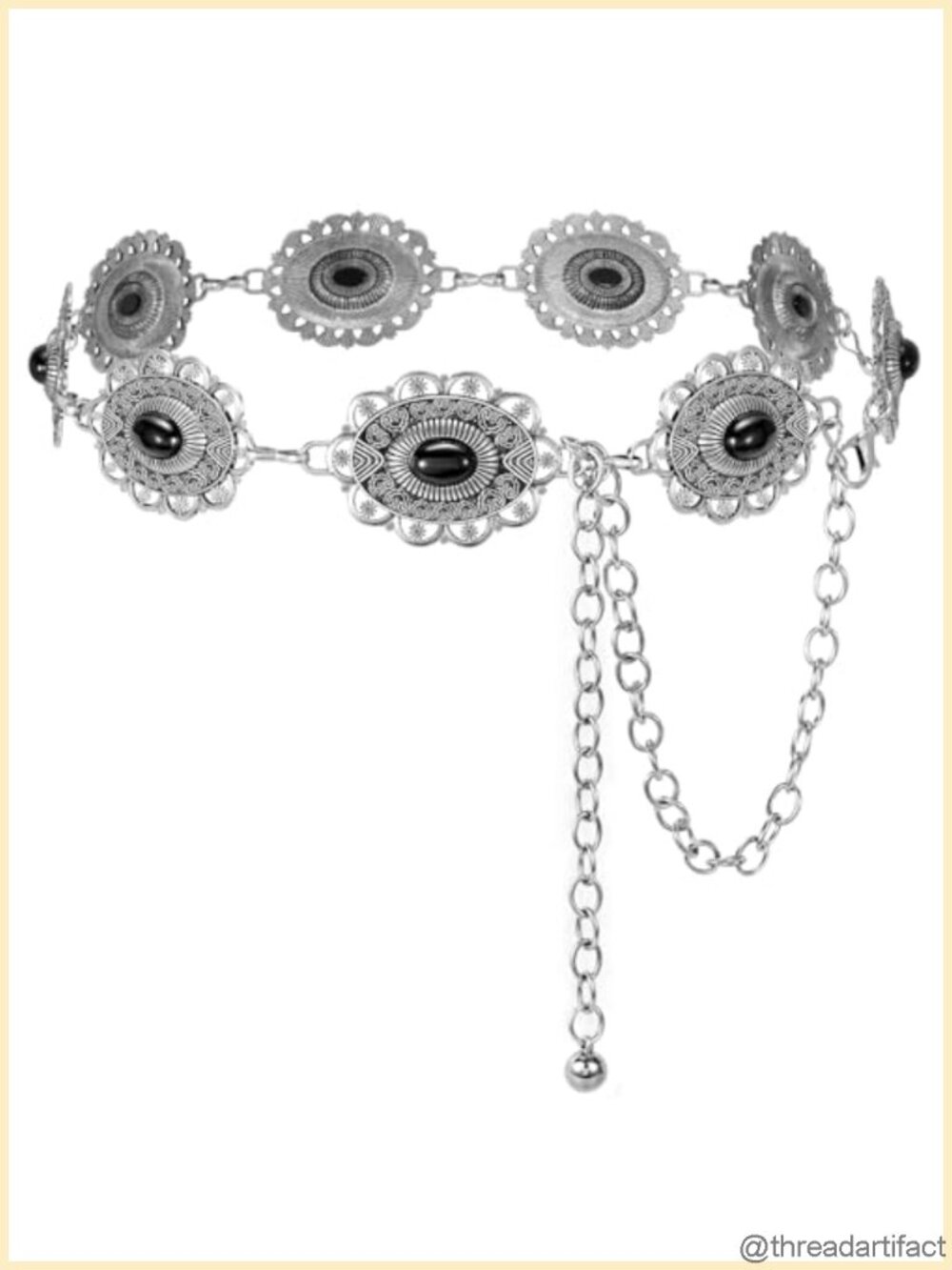 Women's Boho Chain Belt Adjustable Metal Concho Waist Link for Dresses Jeans